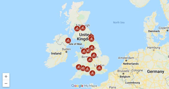 Pins on UK map